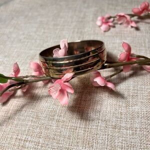 VINTAGE Silver Wide Bangle Bracelet with Minimalist Etched Carvings